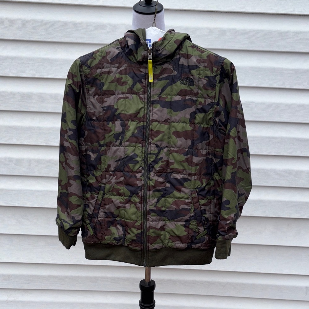 The North Face Boys Green Camouflage Jacket Double Sided